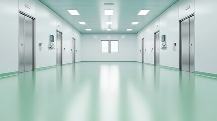 Obraz premium Modern Hospital Corridor with Clean Environment
