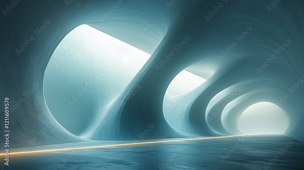 Poster abstract futuristic tunnel with glowing lines.