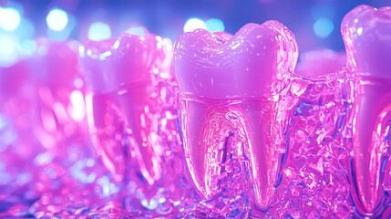 Close-up of Pink Teeth: A Detailed 3D Dental Image