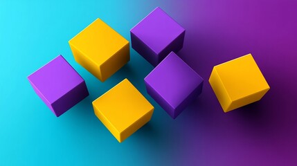 Obraz premium Abstract colorful cubes on gradient background.