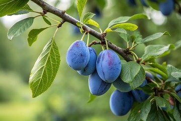 plums on a branch