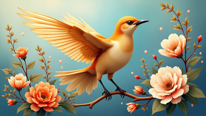 Obraz premium bird on flower