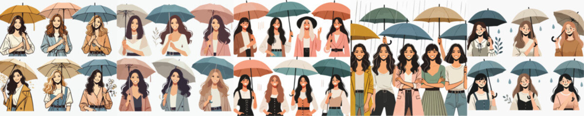 vector set of beautiful women holding umbrellas © Jefri Syahputra BKL