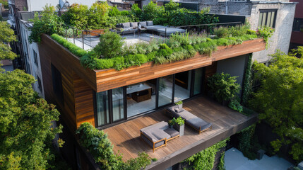 Fototapeta premium Rooftop Garden with Luxurious Patio Design