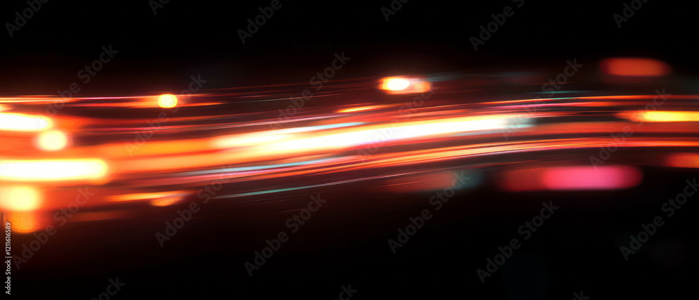 Aufkleber Glowing wires create an abstract visual of speed and energy in a dark setting