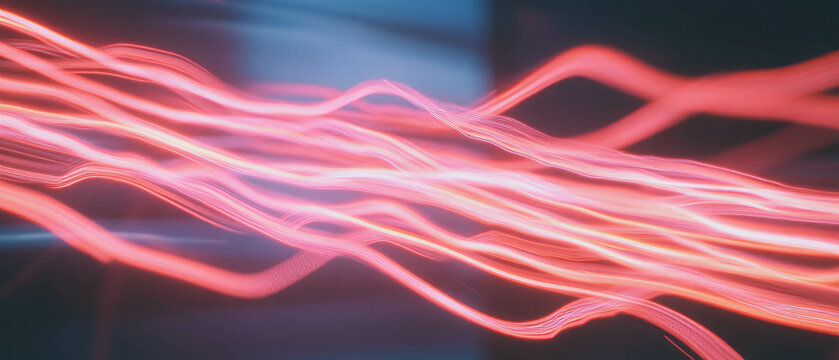 Abstract representation of red hot wires with light trails conveying heat and danger