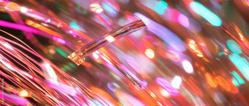 Poster exploring the dynamic interplay of fiber optics and connectivity in vibrant colors