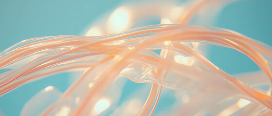 Dynamic display of blurred white wires against a bright backdrop conveying speed and purity