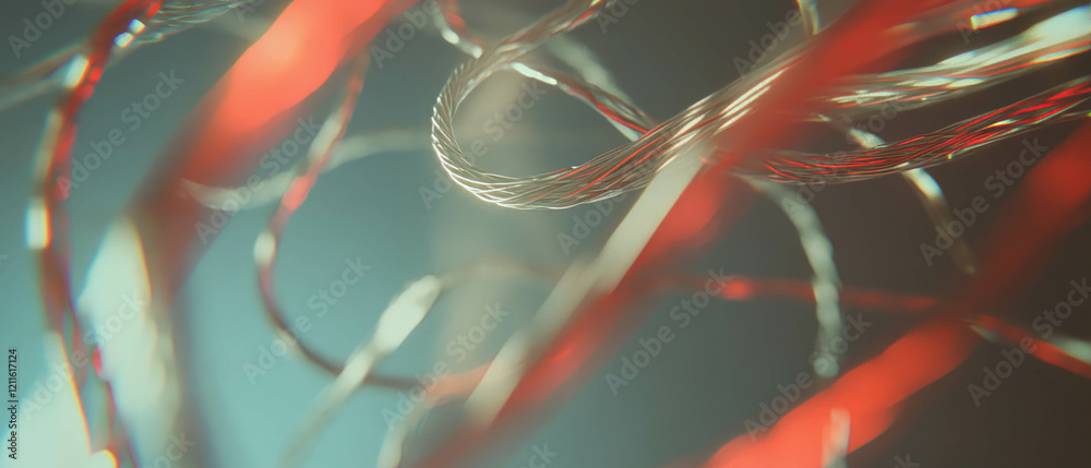Aufkleber Abstract composition of wires creating depth and a sense of speed in a dynamic setting