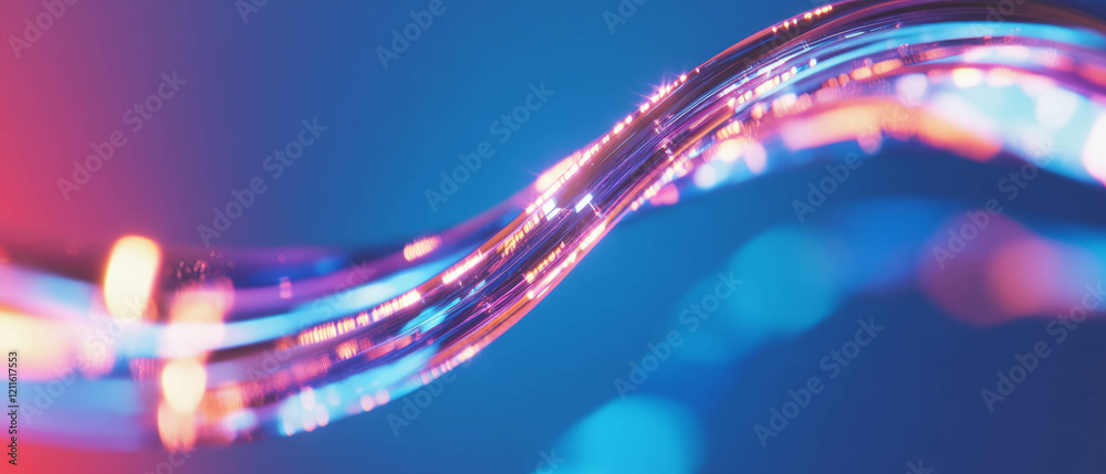 Poster Visual representation of wires moving rhythmically in a vibrant abstract background