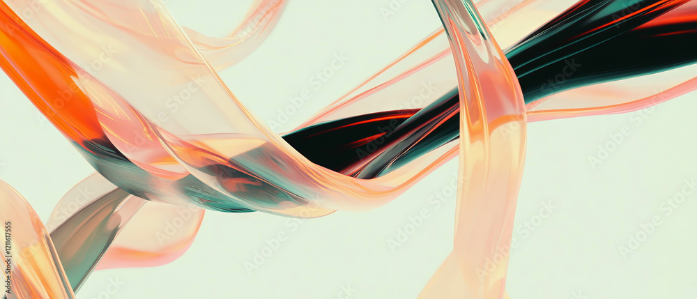 Poster Rhythmic movement of abstract wires in vibrant colors capturing dynamic sound waves