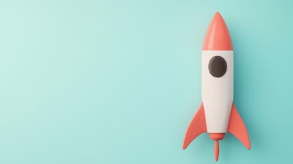 A colorful rocket model against a soft blue background, symbolizing adventure, exploration, and innovation.