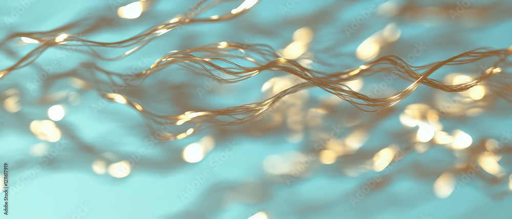 Aufkleber Dynamic abstract background of wires illuminated by light and shadows creating depth