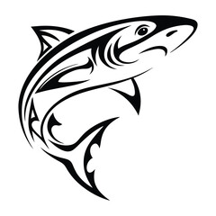 Shark tattoo with ethnic polynesian tribal elements