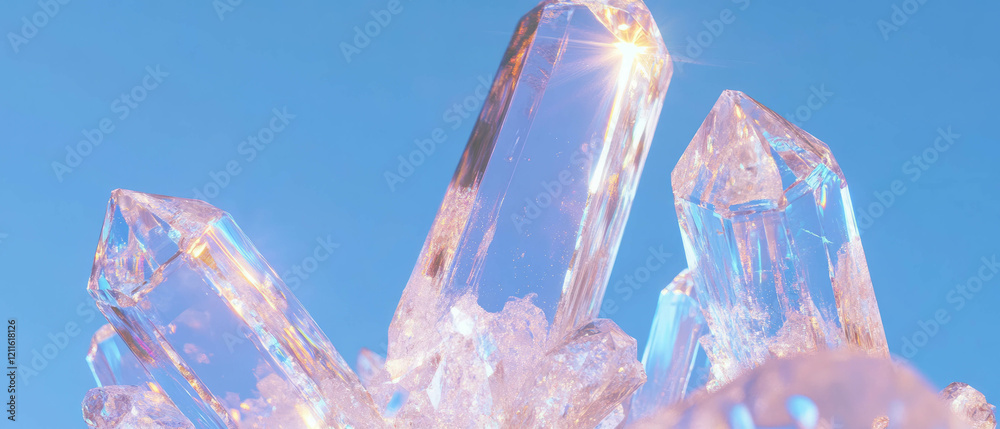 Poster Abstract background featuring sparkling crystals with sharp edges and refracting light