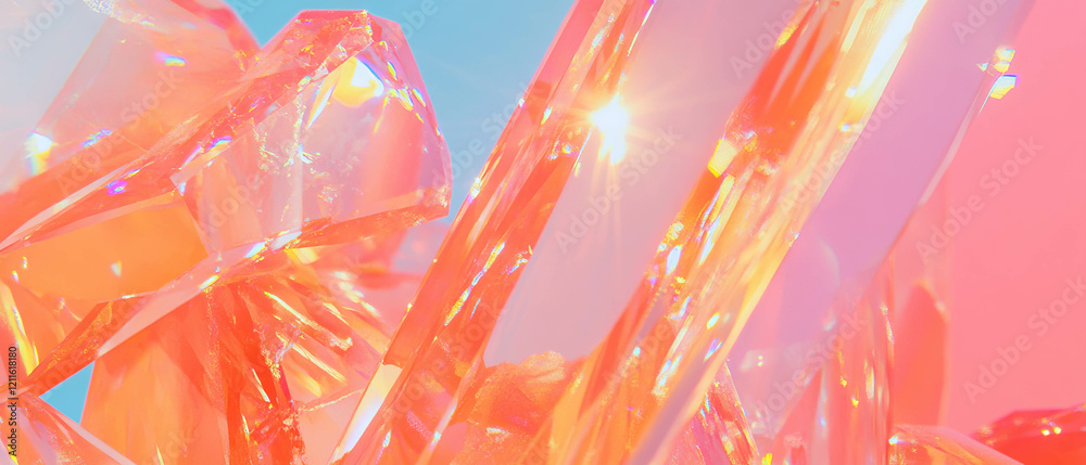 Aufkleber Vibrant abstract crystals reflecting light in a stunning display of color and sharp edges