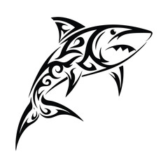 Shark tattoo with ethnic polynesian tribal elements