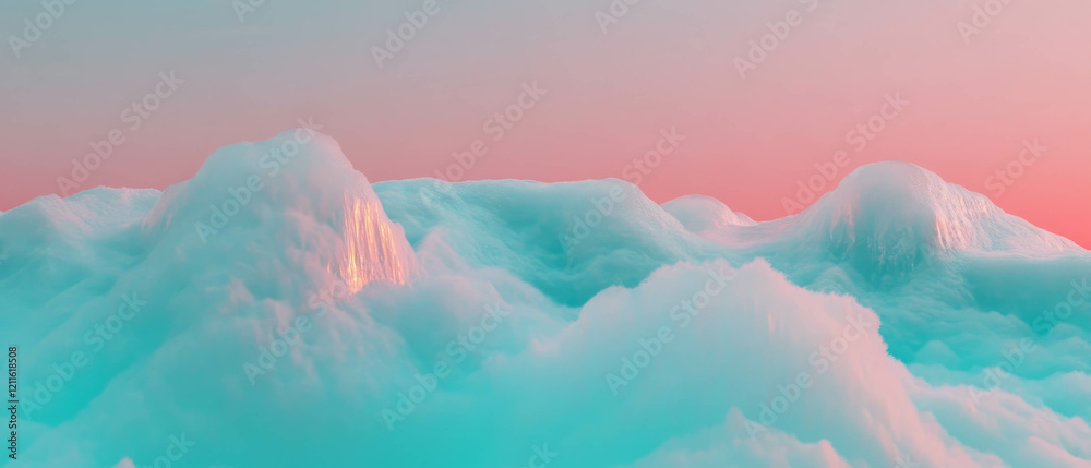 Poster exploring the delicate harmony of abstract ice and frozen textures in a cold atmosphere