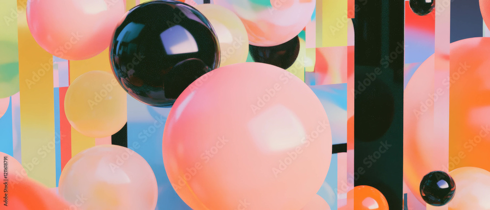 Poster exploring vibrant geometric forms and abstract letters in creative typography design