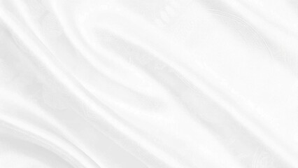 Obraz premium White gray satin texture that is white silver fabric silk panorama background with beautiful soft blur pattern natural, elegant material textile, smooth, shiny abstract wave design, flowing