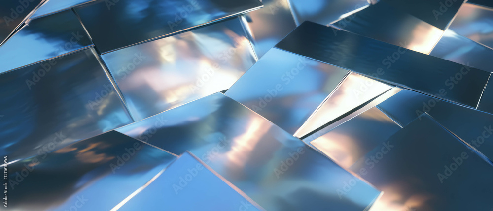 Aufkleber exploring modern aesthetics in 3d abstract metal surfaces and polished designs