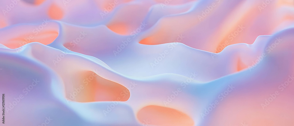 Poster 3D abstract patterns create visual harmony with rhythmic movement and central empty space design