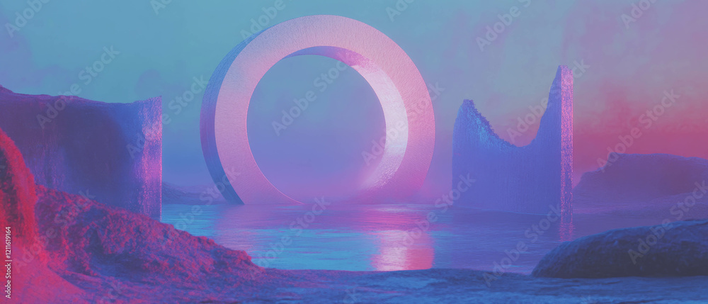 Poster Exploring surreal landscapes with abstract portals and mysterious vortexes