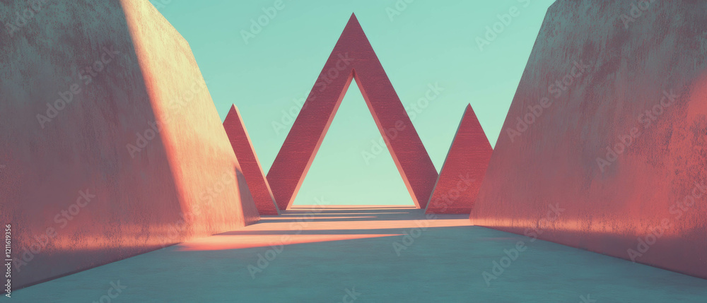 Aufkleber geometric shapes create a mystical atmosphere with ancient architectural influence