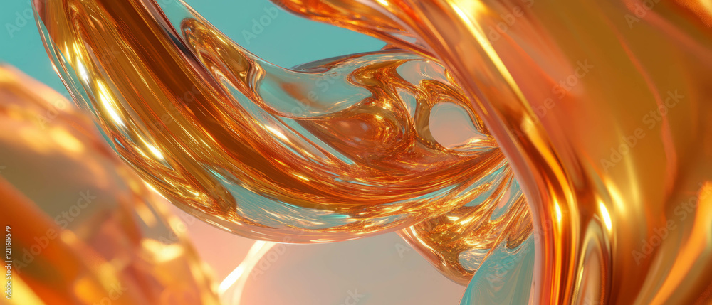 Poster exploration of fluid forms and vibrant colors in abstract 3d sculpture art