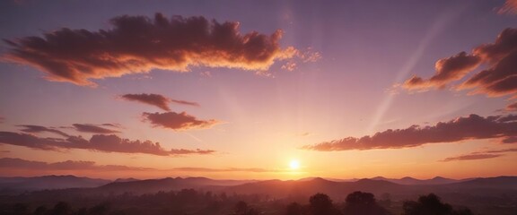Gorgeous twilight sky with stunning sun setting, setting, sun