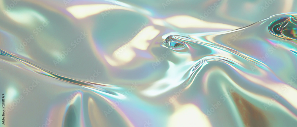 Poster Fluid abstraction in calming waves with gentle reflections and smooth curves