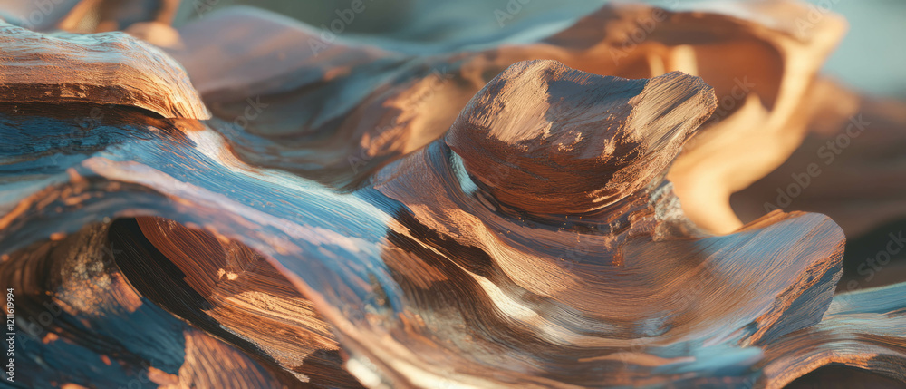 Poster exploring the beauty of abstract wood textures with warm colors and rustic charm