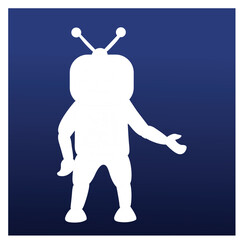 Cute cartoon hand drawn vector little robot icon silhouette.