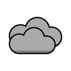 Cloudy icon featuring soft, fluffy clouds in a modern flat style, perfect for weather apps and forecasts.