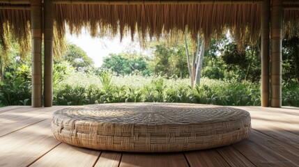 Rustic Bamboo Hut Display Platform