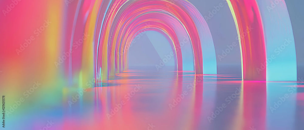 Aufkleber Dynamic interaction of 3D arches with virtual forces in colorful simulations