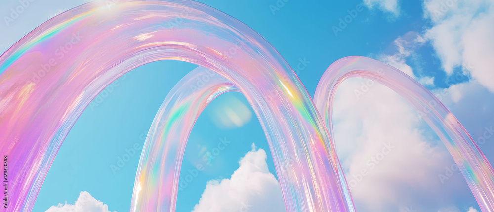 Poster ethereal arches composed of clouds create a dreamy, abstract landscape backdrop