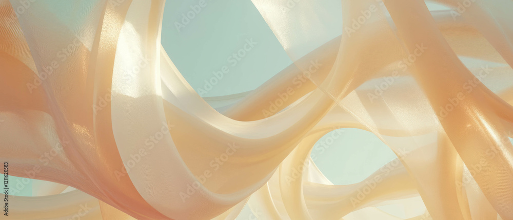 Poster dynamic abstract background showcasing flowing ribbons and elegant interwoven arches