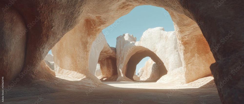 Poster abstract arches created from natural materials showcase rustic charm and earthy tones