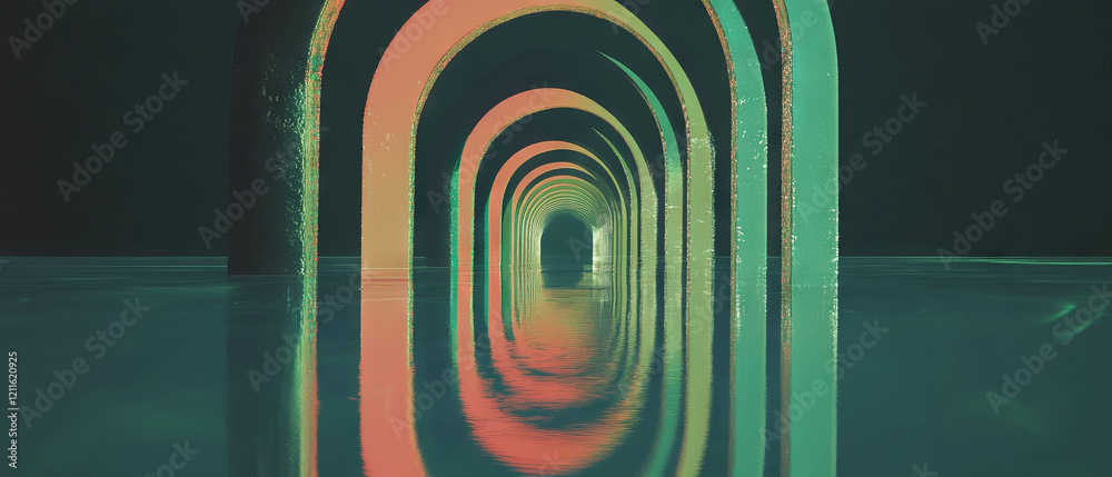 Aufkleber reflections of 3d arches creating infinite perspectives with mirrored surface effect