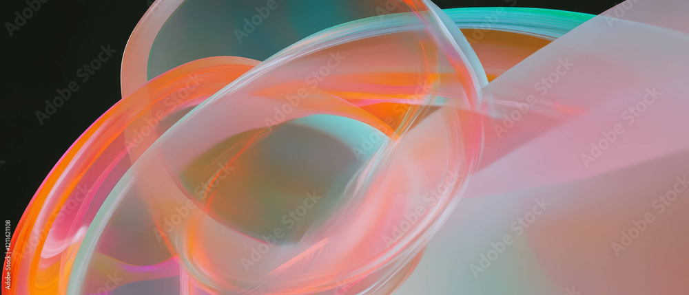 Aufkleber abstract 3d arches transform and evolve in fluid movement with vibrant colors
