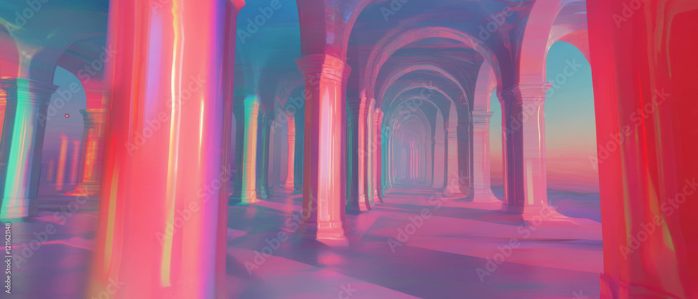Poster Visually captivating abstract arches with intriguing symbols and hidden messages