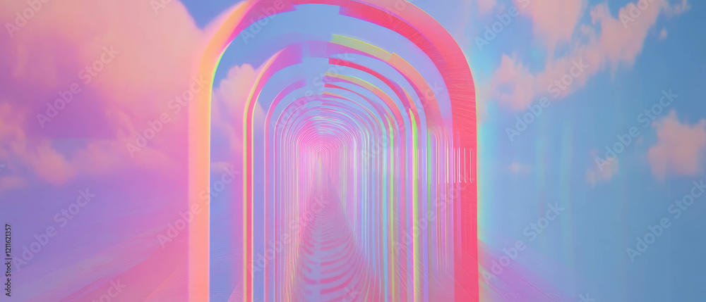 Poster Dynamic abstract arches with vibrant patterns creating a modern art visual experience