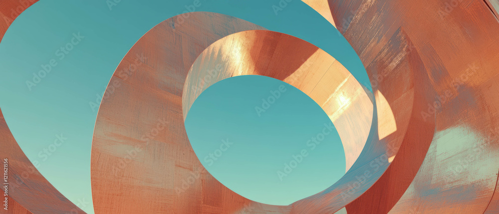Poster Abstract composition of 3D arches with fragmented design and modern artistic elements