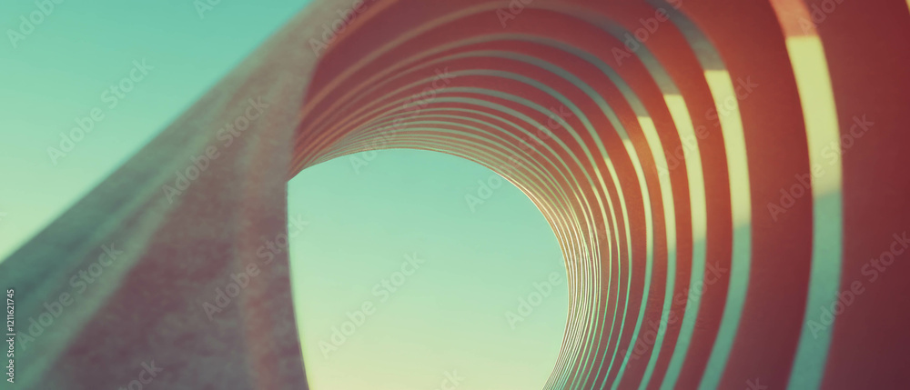 Poster Exploration of abstract 3D arches showcasing depth and textured surfaces