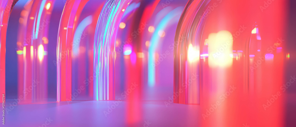 Poster Abstract arches illuminated by light rays create captivating visual effects