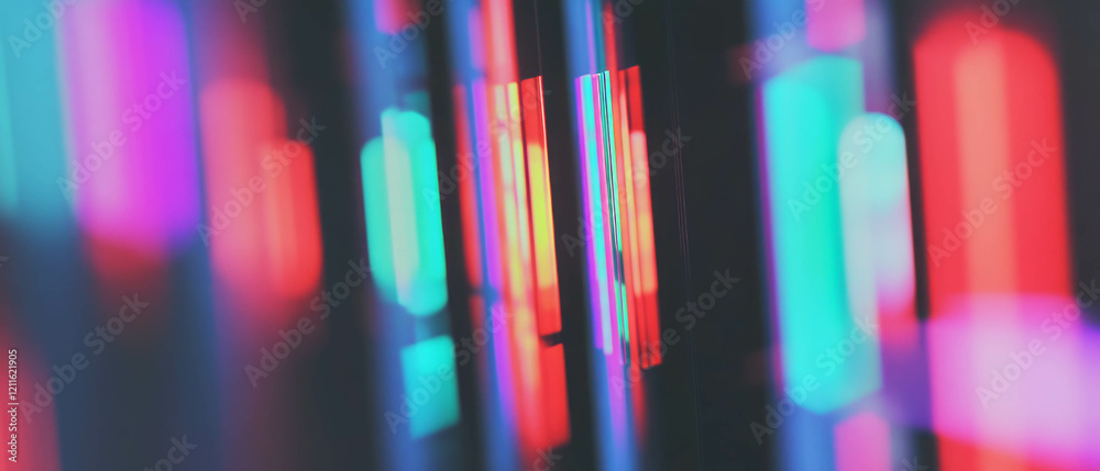 Fototapete Dynamic data visualization with colorful 3D bar graphs showing statistical trends