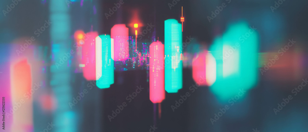 Poster trendy visual representation of candlestick charts showcasing financial data analysis