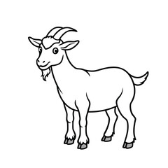 goat single black line art silhouette vector on white background