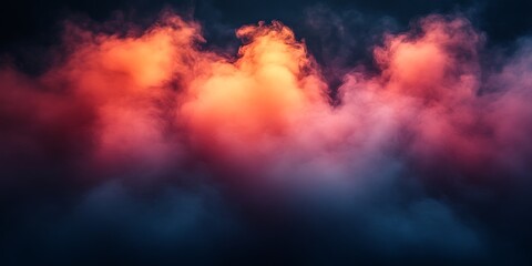 Dramatic orange and blue smoke clouds.